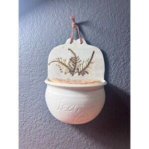 Vintage Ceramic Wall Hanging Tea Bag Holder Pot Fern Design Rustic Kitchen Decor